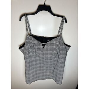 Torrid Womens 6 (6X) Gray‎ Plaid Peplum Bengaline Ladder Detail Cami Tank Top